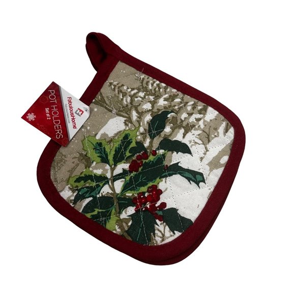 Fabulous Home 2 Set Christmas Ivy Pot Holders New With Tags - Picture 1 of 8